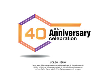 40th years anniversary celebration isolated logo with colorful number and frame text on white background vector design