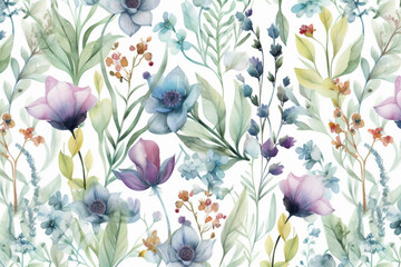 Botanical watercolor wallpaper pattern. generative ai	