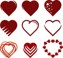 set of red love shape element graphic