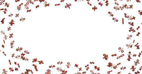 Sales icons floating in the air 3D rendering - 3D percent rain illlustration