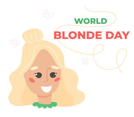 World Blonde Day. Illustration of a blonde girl for a poster, advertising, instagram
