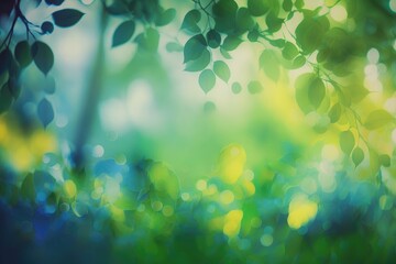 Beautiful nature bokeh background with sunlight and green leaves
