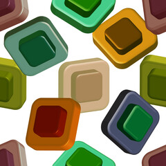 Illustration of 3d objects seamless pattern.