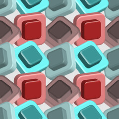 Illustration of 3d objects seamless pattern.