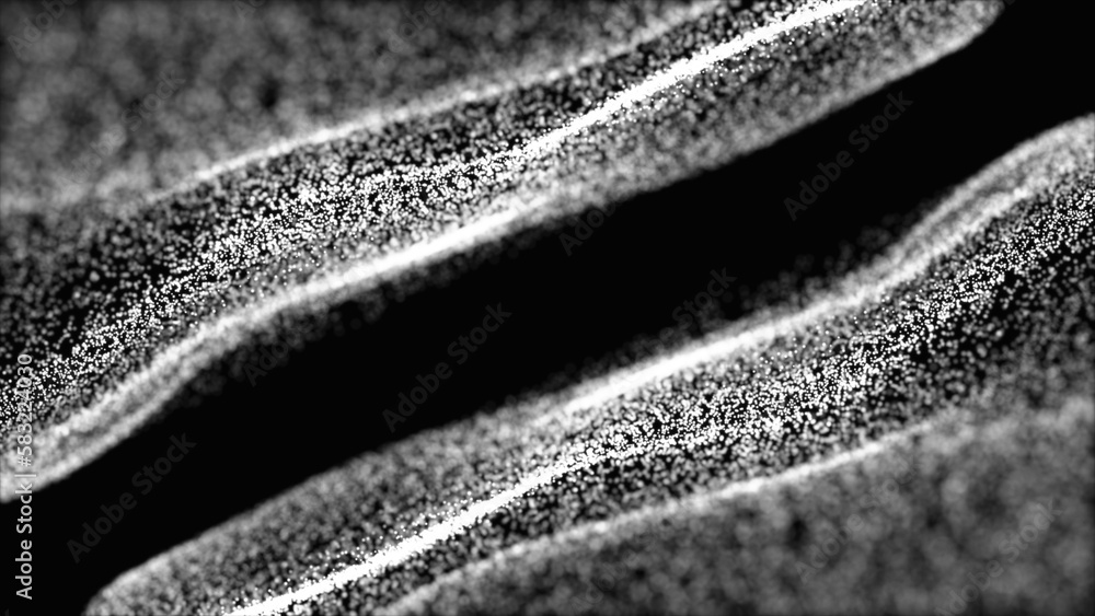 Poster abstract white color dots wave isolated on the black background. abstract yellow background 3d wave 