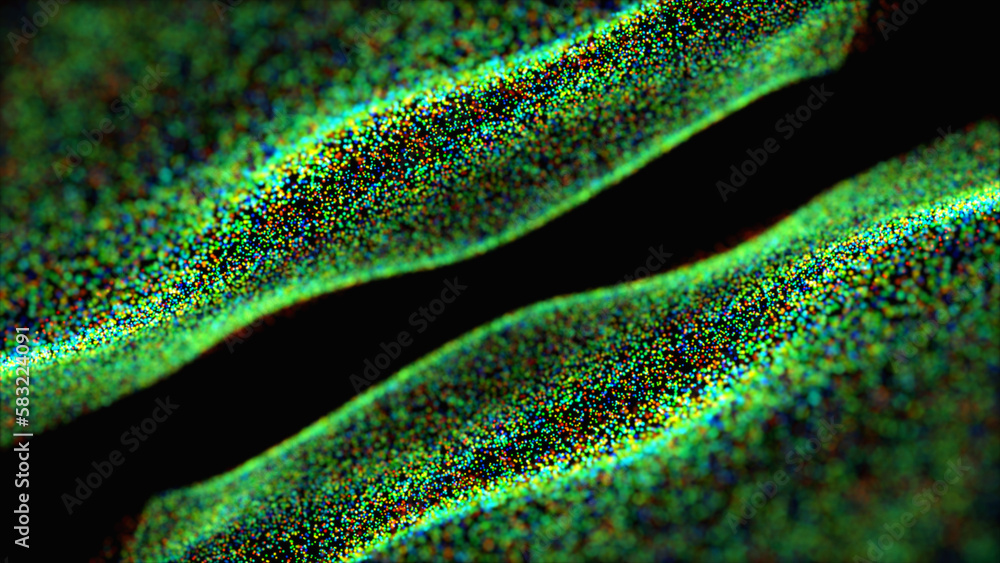 Poster multicolor motion waving dots texture with glowing defocused particles. technology digital wave back