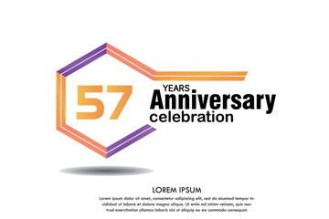 57th years anniversary celebration isolated logo with colorful number and frame text on white background vector design