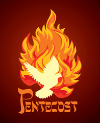 Pentecost sunday. Baptism with the Holy Spirit. Vector drawing icon