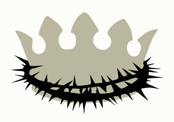 Precious golden crown with thorns. Vector drawing