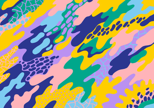 Abstract summer-feeling camouflage wallpaper and pattern