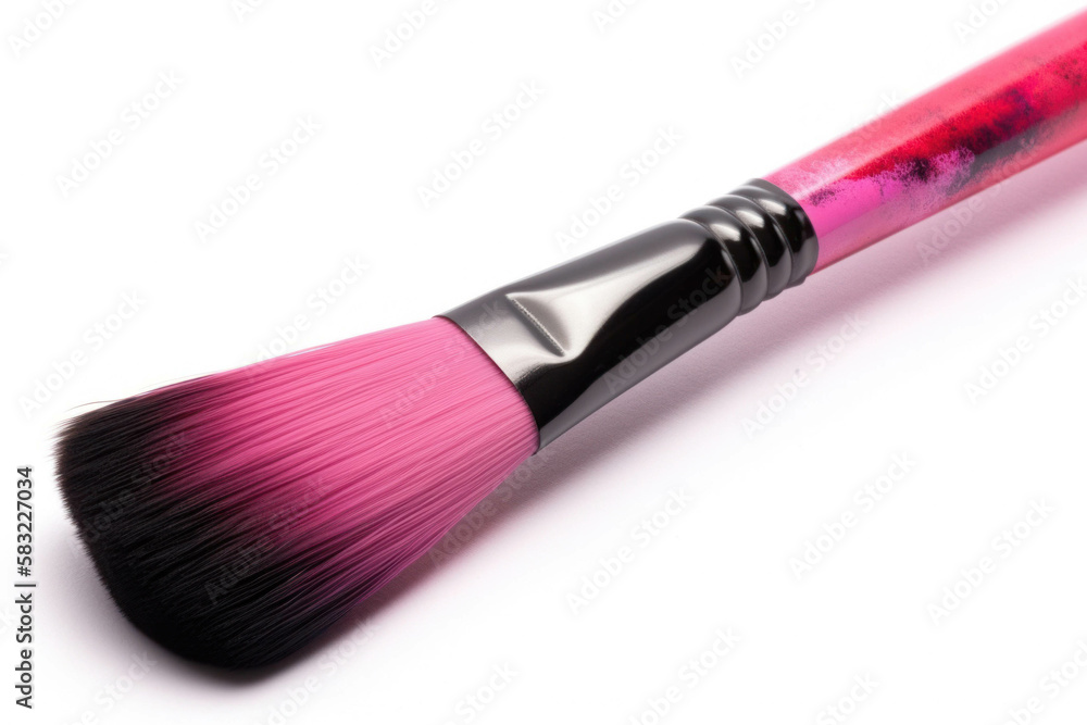 Poster a fluffy pink magenta eyeshadow blending brush used to diffuse and soften harsh edges. trendy color 