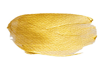 Golden paint brush stroke glittering texture.