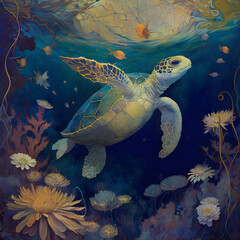Abstract illustration of sea turtle