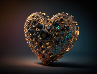Realistic translucent heart shaped crystal zircon, natural gemstone Generative AI technology
