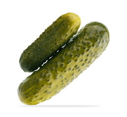 Pickled cucumbers isolated. Pickles in glass jar isolated on white background. with clipping path