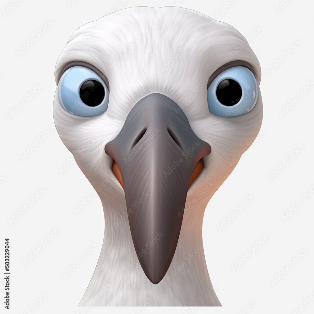 Poster albatross stunned facial expression on blank background generative ai
