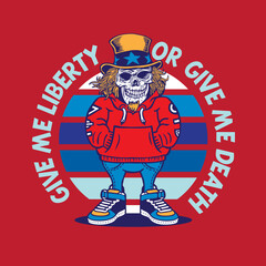 Uncle Sam Skull Mascot Character Design in Street Wear Outfit