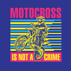 Motocross Dirt Bike Illustration With Modern Typography Design Style
