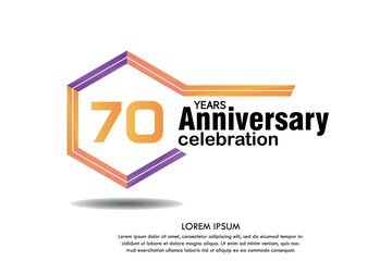 70th years anniversary celebration isolated logo with colorful number and frame text on white background vector design