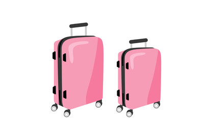 A set of two pink suitcases. Family suitcases. Vector illustration