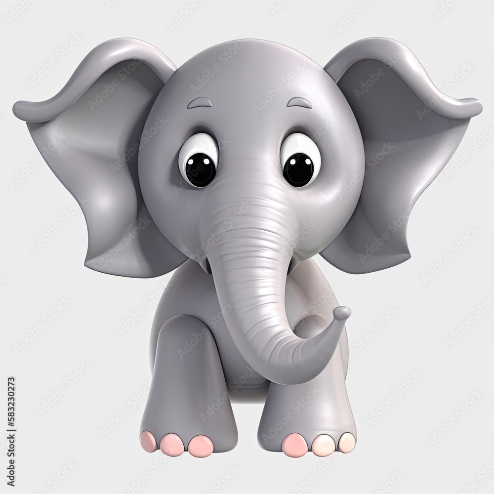 Poster elephant surprised facial expression on blank background generative ai