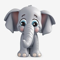 Obraz premium Elephant Awed Facial Expression On Blank Background Generative AI