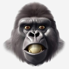 Gorilla Confused Facial Expression On Blank Background Generative AI