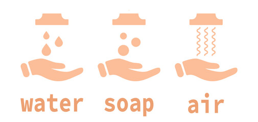 Set of icons for water, dispensers soap and hand dryer. Vector illustration