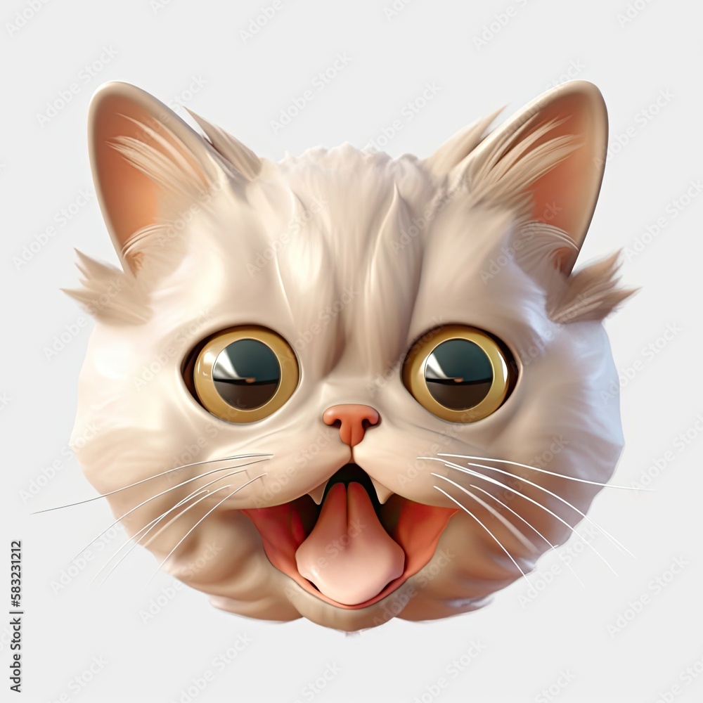 Poster kitten stunned facial expression on blank background generative ai