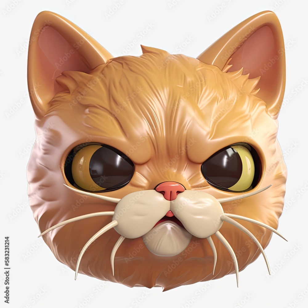 Aufkleber kitten annoyed facial expression on blank background generative ai