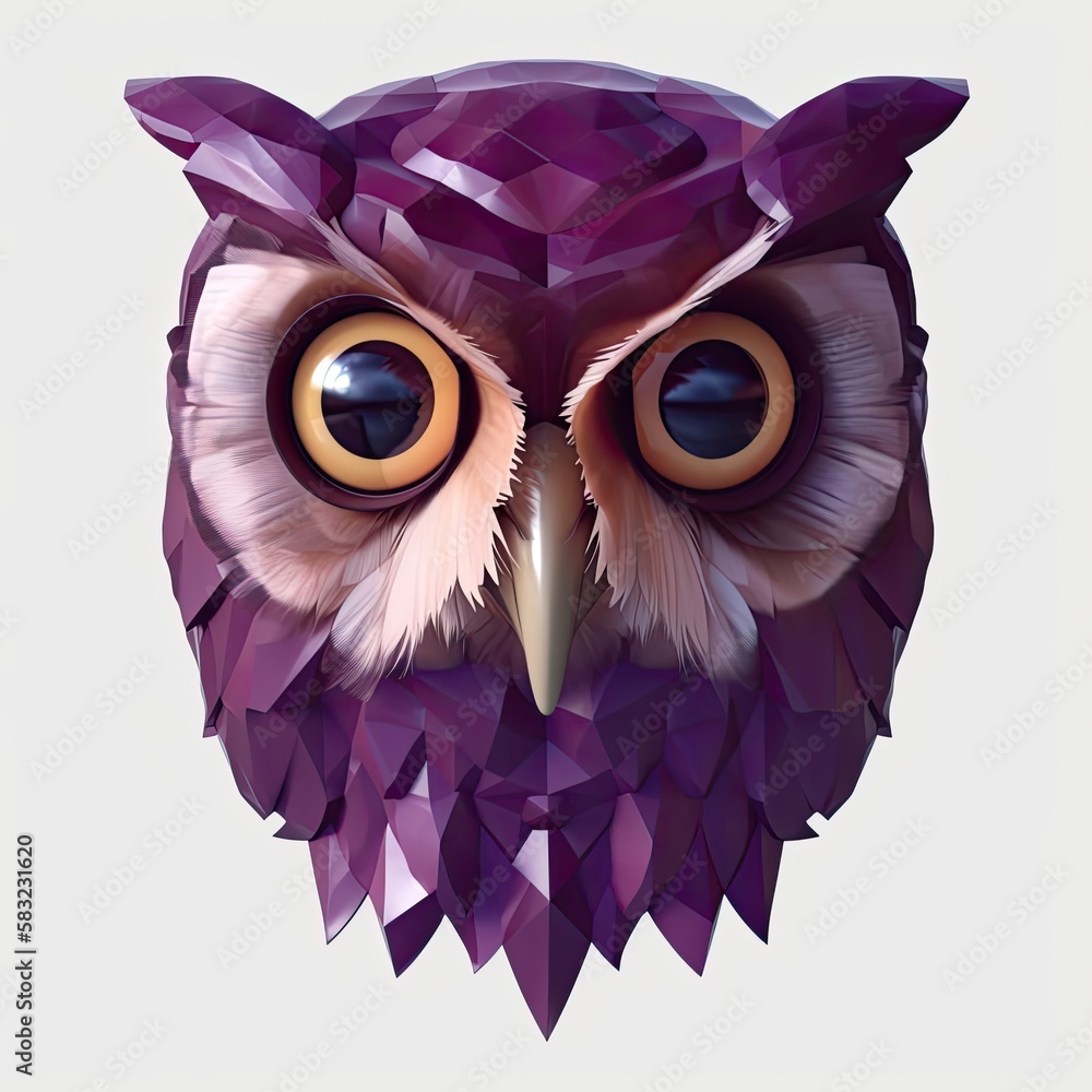 Poster owl curious facial expression on blank background generative ai