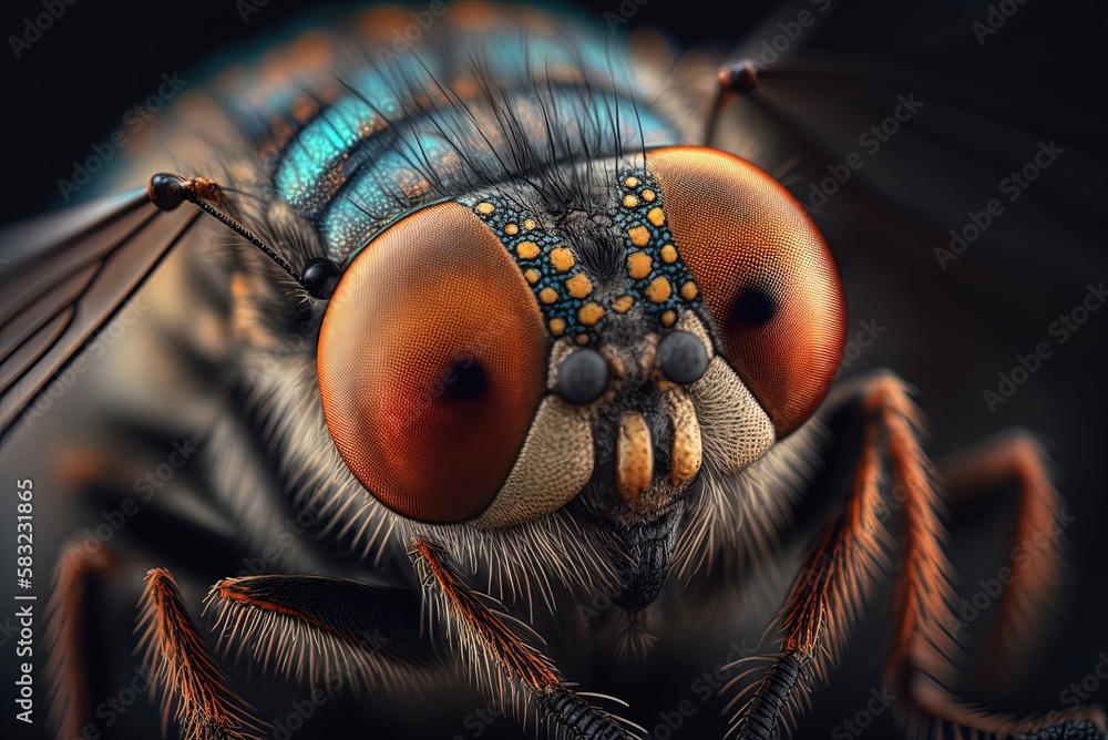 Poster a close-up macro shot of a little insect generative ai