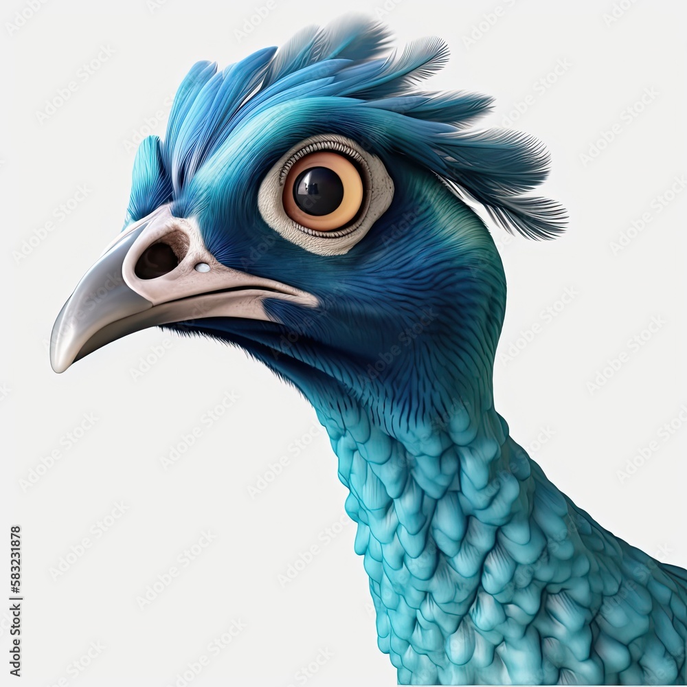 Poster peafowl stunned facial expression on blank background generative ai