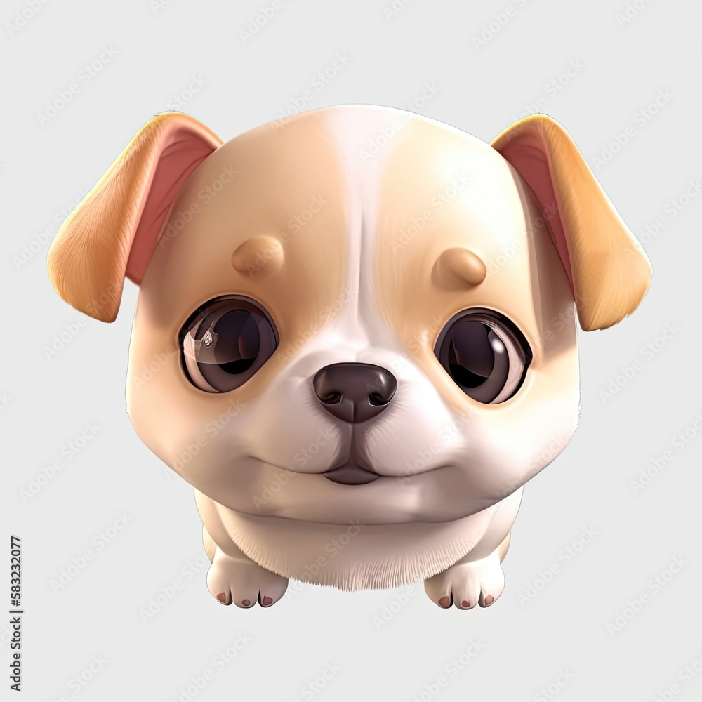Poster puppy very happy facial expression on blank background generative ai