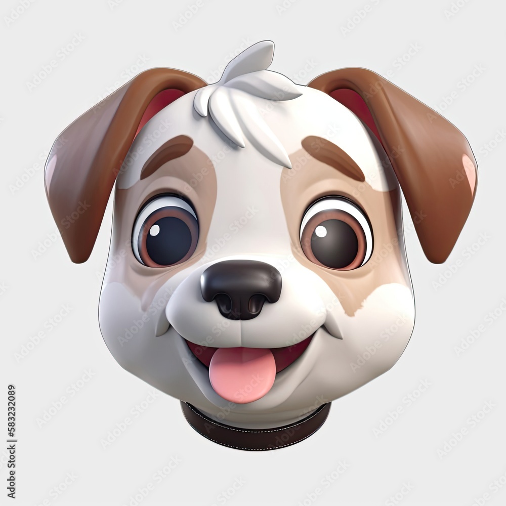 Poster puppy very happy facial expression on blank background generative ai