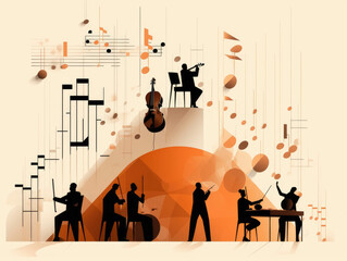 A symphony of success with financial charts and graphs conducting the orchestra.. AI generation.