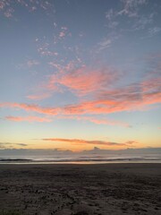 sunset on the beach, pink sky