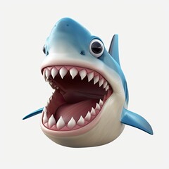 Shark Awed Facial Expression On Blank Background Generative AI