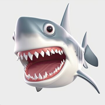 Shark Surprised Facial Expression On Blank Background Generative AI