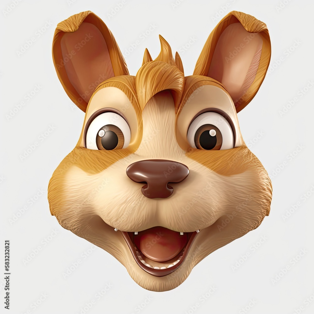 Poster squirrel awed facial expression on blank background generative ai