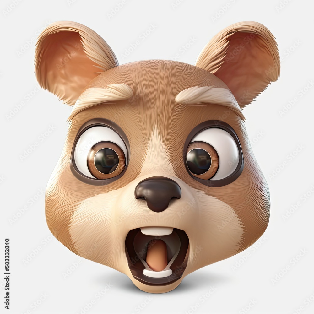 Poster squirrel surprised facial expression on blank background generative ai