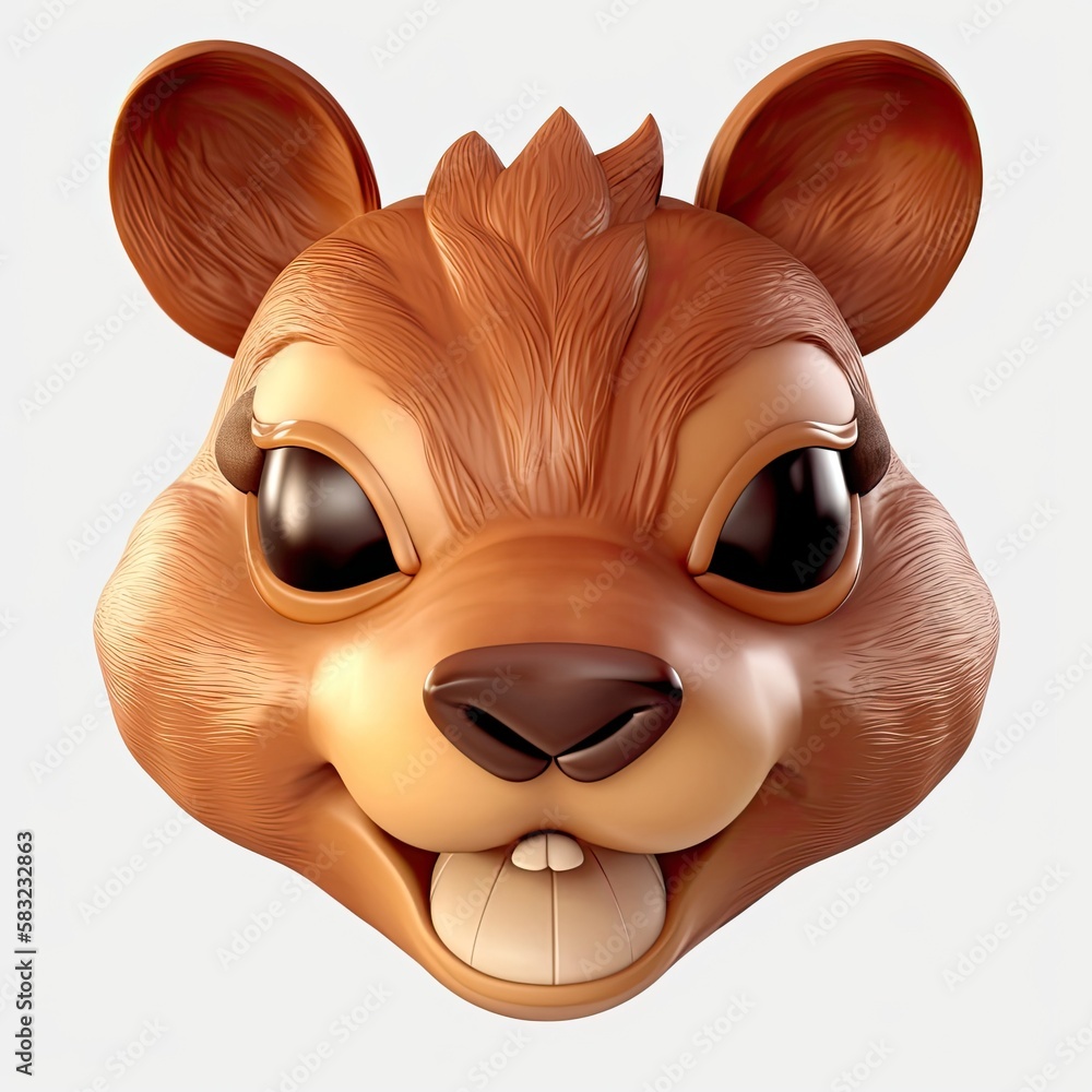 Poster squirrel very happy facial expression on blank background generative ai