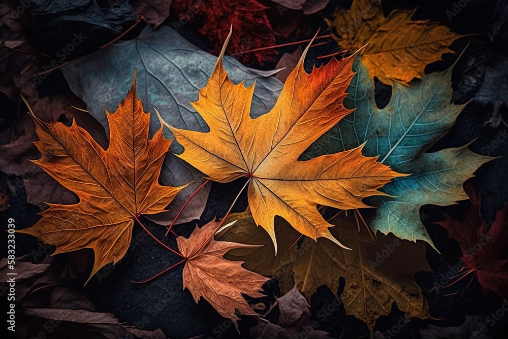 Poster a significant number of maple leaves generative ai