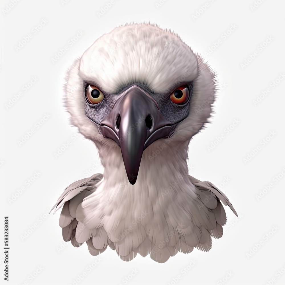Poster vulture awed facial expression on blank background generative ai