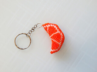 Colorful key chain on a white