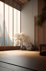 Generative AI illustration of Japanese zen theme background