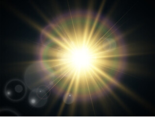 Obraz premium Bright beautiful star.Illustration of a light effect on a transparent background. 