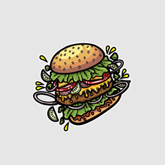 hamburger fast junk  street food logo