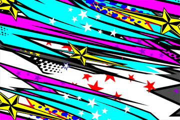 design vector racing background with a unique stripe pattern and with a mix of bright colors, with a star effect