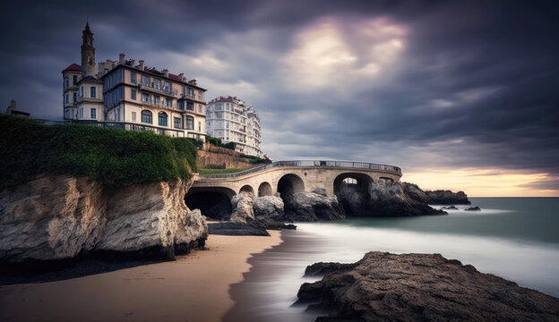Biarritz. Incredibly beautiful and romantic France. Generative Ai
